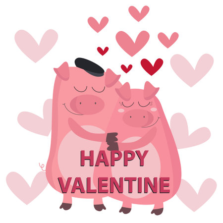 Flat illustration of Cute Animals Valentine suitable for kid designのイラスト素材
