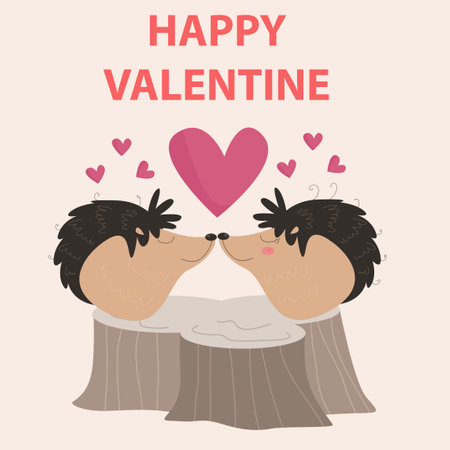 Flat illustration of Cute Animals Valentine suitable for kid designのイラスト素材