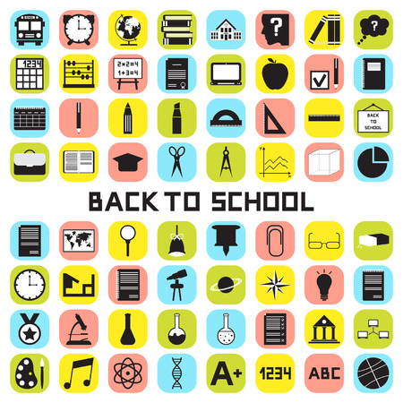 Back to school. School icons, buttons set.のイラスト素材
