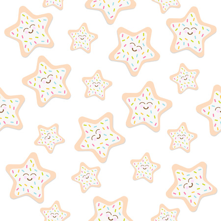 Seamless pattern. Baby background with cute stars gingerbread. Paper for scrapbook or background.のイラスト素材