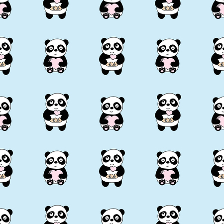 Seamless baby pattern with cute pandas. Best Choice for cards, invitations, printing, party packs, blog backgrounds, paper craft, party invitations, digital scrapbooking.のイラスト素材