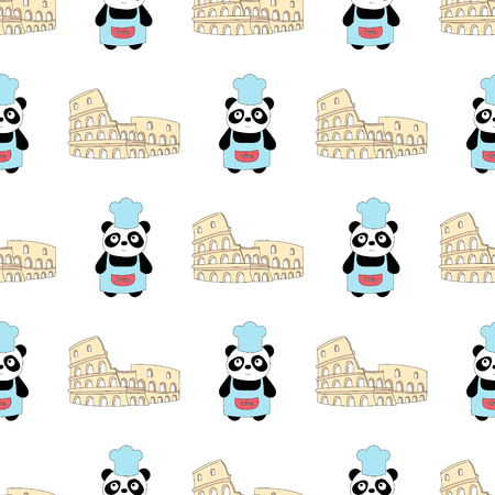 Seamless baby pattern with cute panda. Best Choice for cards, invitations, printing, party packs, blog backgrounds, paper craft, party invitations, digital scrapbooking.のイラスト素材