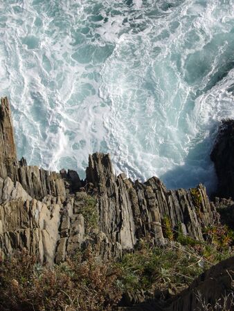 rocky coast and wavesの写真素材