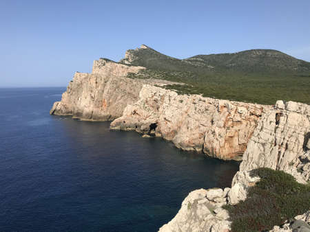 cliffs at cala barca, alghero, sardinia, italyの写真素材