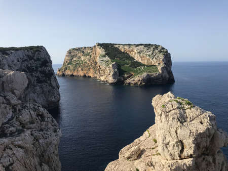 cliffs at cala barca, alghero, sardinia, italyの写真素材