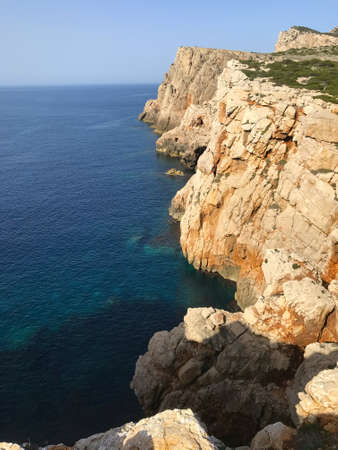 cliffs at cala barca, alghero, sardinia, italyの写真素材