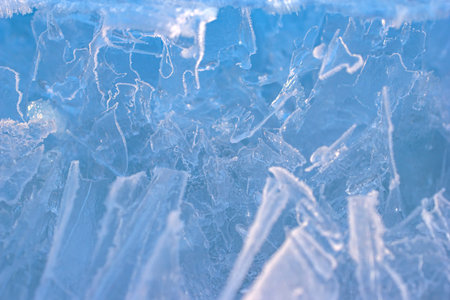Cool blue background of frozen ice crystals.