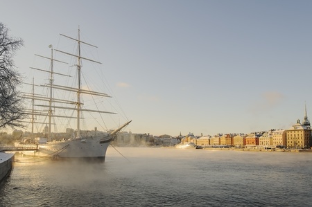 Stockholm old town on a cold and sunny december morning の写真素材