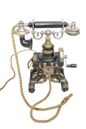 Old phone isolated on white backgroundの写真素材