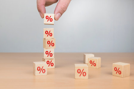 Tax concept with wooden blocks on tableの写真素材