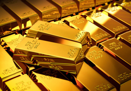 Gold bullion gold bars treasury wealth Ingot luxury finance goods trading,stacked gold bars.