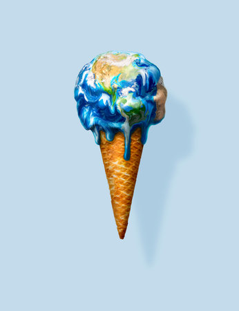 Earth on waffle cone. Environmental conservation concept.