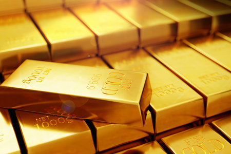 Many Gold bars or Ingot 3d illustration