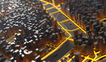 Futuristic mega cityscape 3d illustrationの写真素材