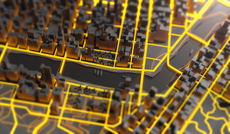 Futuristic mega cityscape 3d illustrationの写真素材