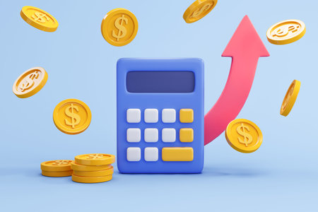 Financial icon concept. money management, financial planning, calculating financial risk, calculator...