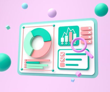 3D SEO Optimization, web analytics and seo marketing social media concept. 3d illustrationの写真素材