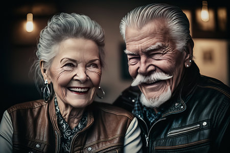 Portrait of a cheerful senior couple. They are looking at camera and smiling.の素材