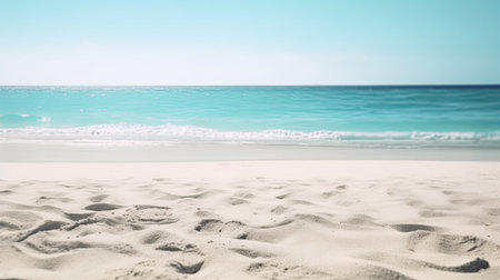Tropical beach with white sand and turquoise sea backgroundの素材