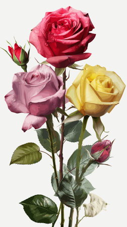 Bouquet of roses isolated on white background. Watercolor painting.のイラスト素材