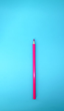 An image of set of color pencils on blue background with copy spaceの写真素材