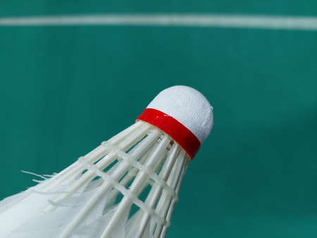 Close-Up Of Shuttlecock In Courtの写真素材
