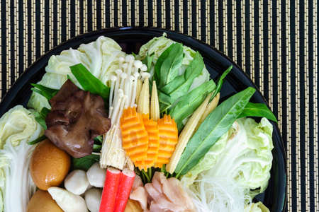 Thai style Shabu or Sukiyaki ingredient raw materialの写真素材