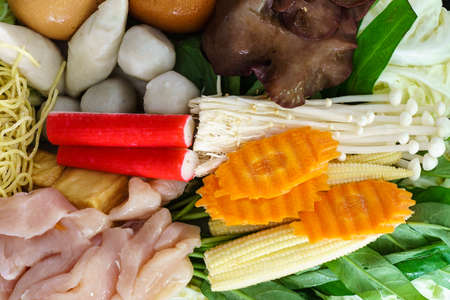 Thai style Shabu or Sukiyaki ingredient raw materialの写真素材