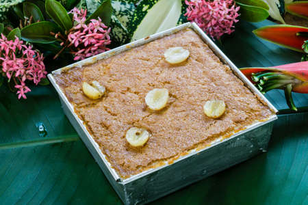 Mung Bean Thai Custard Dessert Recipe or Khanom Maw Kaengの写真素材