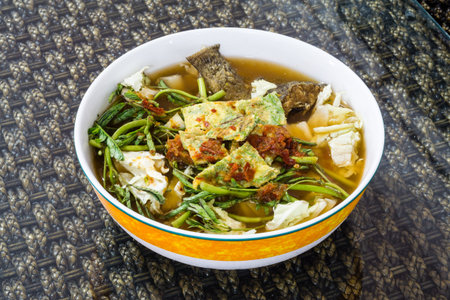 Thai Famous Food, Kaeng Som or Thai sour soup made of tamarind paste
