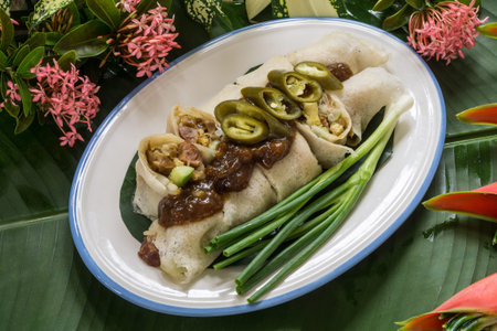 Thai style spring rolls or Popiahの写真素材