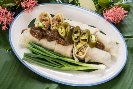 Thai style spring rolls or Popiahの写真素材