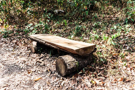 Chair made out of  logs in Phu Hin Long Kla National Parkの写真素材