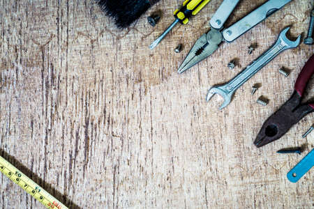 Working tools grungy background image with copy spaceの写真素材