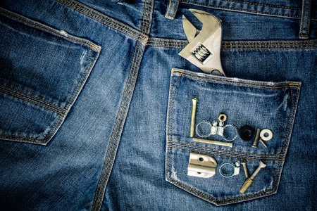 Labor Day text on Jeans background Conceptの写真素材