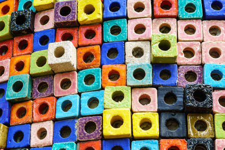 Colorful ceramic cube texture and backgroundの写真素材
