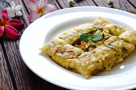 Thailand muslim food Martabak or murtabak, arabian stuffed bread, Indian pancake stuffed