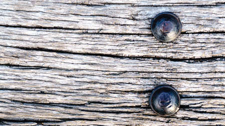 Old railroad ties with Large nail texture backgroundの写真素材