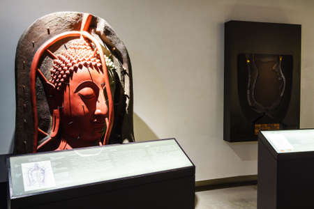 BANGKOK, THAILAND - DEC 18 : The Golden Buddha, Phra Buddha Maha Suwanna Patimakorn exhibition show the miracle of the world's biggest golden buddha: the construction, concealment and emergence  on December 18, 2016 at Wat Traimit Temple, Bangkok, Thailanのeditorial素材