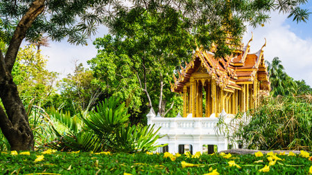 Thai pavilion (Plub Pla Yod) in Suanluang RAMA IX public park, Bangkok, Thailandの写真素材