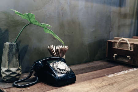 Vintage retro telephone for room decoration in vintage style.の写真素材