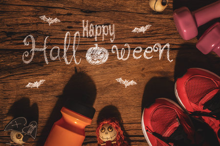 Happy Halloween day with Fitness, Exercise, Working out healthy lifestyle background concept.の写真素材