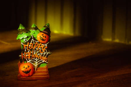 Halloween festival Head Doll Pumpkins  haunted spooky Decoration. Blank space available for your text.の写真素材