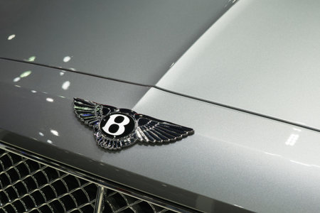 Bangkok, Thailand - December 5, 2017 : the logo of the a Bentley luxury car on a Bentley car in...