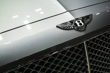 Bangkok, Thailand - December 5, 2017 : the logo of the a Bentley luxury car on a Bentley car in...