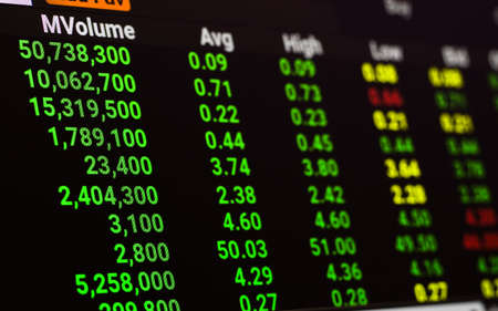 Close up of stock market chart while the economy or stock market going up. Stock bull market and market up trend background concept. Profitable investment background concept.の写真素材