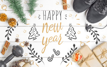 Exercise, Fitness,  and Working Out Merry Christmas and Happy new year Festive healthy lifestyle...
