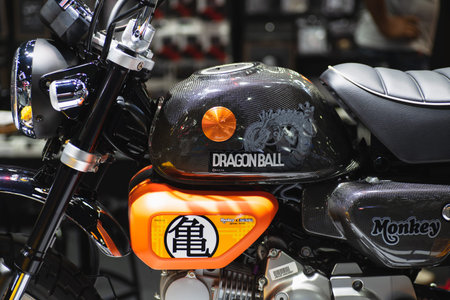 Bangkok, Thailand - December 5, 2019 : Close up of Honda Monkey Dragonball Limited Edition motorbike...