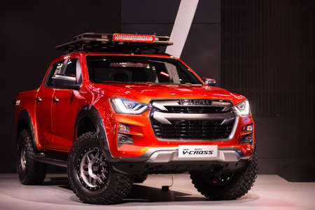 Bangkok, Thailand - February 23, 2020 : Isuzu D-Max V-Cross  4x4, range-topping double-cab pickup, the dressed-up D-Max aims to steal share from other styled-led rivals like the Chevrolet Colorado High Country and Ford Ranger Wild Trak.のeditorial素材