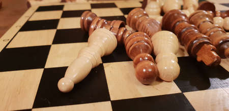 How to play wooden board game chess. Improvisation and Different angles of chess sets, pieces and...